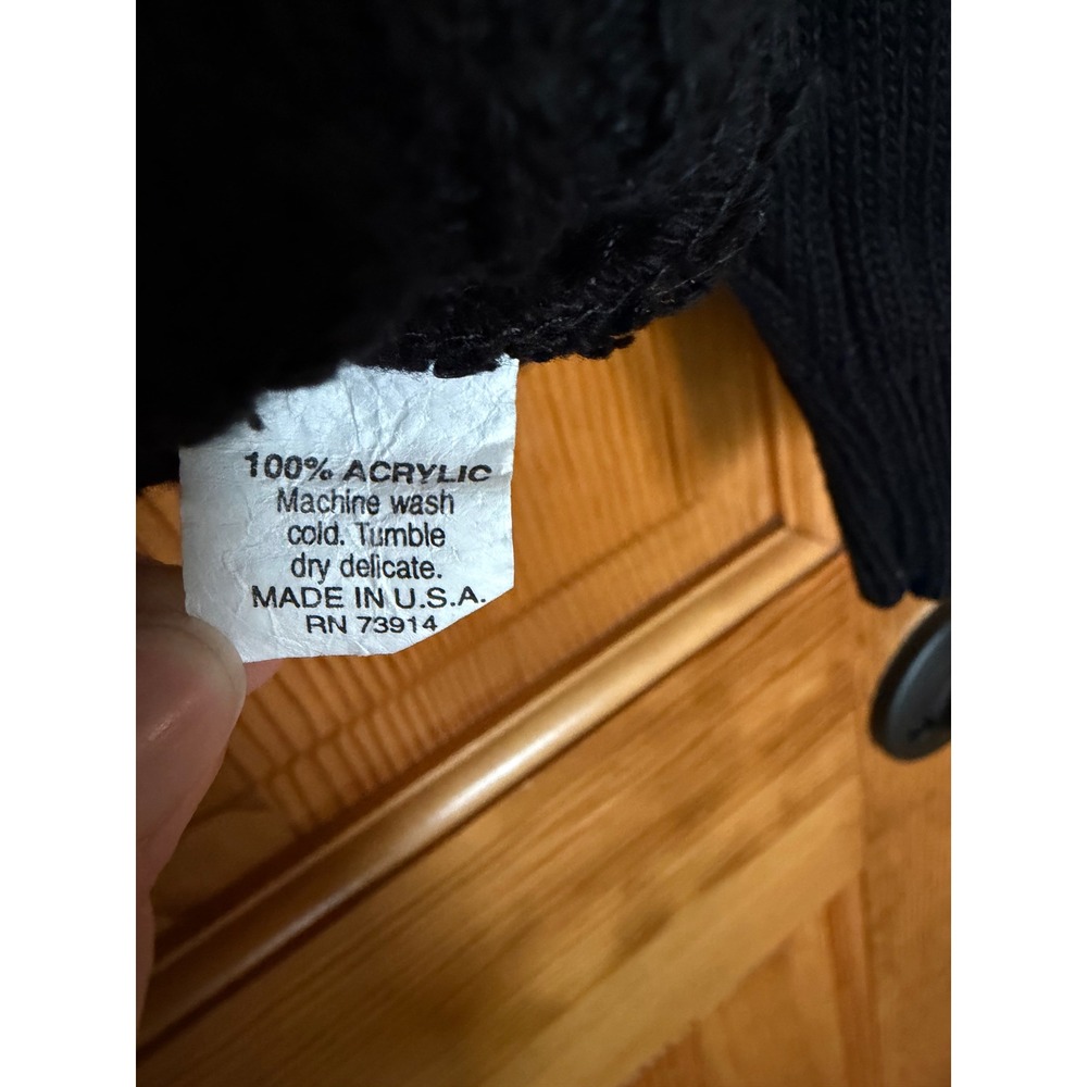 Alfred Dunner Vintage Black Cable Knit Button Front Cardigan Sweater Womens L - Picture 5 of 6